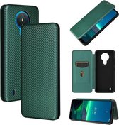 Voor Nokia 1.4 Carbon Fiber Textuur Magnetische Horizontale Flip TPU + PC + PU Lederen Case met Card Slot (Groen)