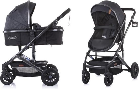 Product: Chipolino Kinderwagen Estelle - Baby wagen - 2 in 1 - Kinderwagen met wieg en stoel - Licht en flexibel - Inclusief luiertas - Grijs, van het merk chipolino