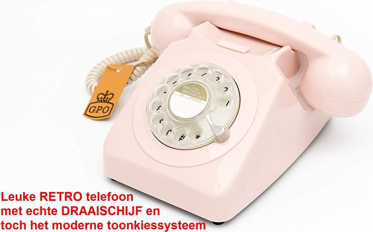 GPO 746 Retro vaste telefoon - met draaischijf - toonkiezend - rose