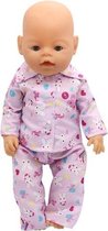 Dolldreams | Roze pyjama met konijntjes voor pop 39-43 cm  - Poppenpyjama geschikt voor baby born