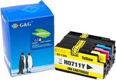 G&G Huismerk Inktcartridge Alternatief voor HP 711 - zwart, cyaan, magenta, geel -multipack