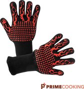 PrimePlus 2x Hittebestendige Oven & BBQ handschoenen - Silicone patroon voor extra grip - Hittebestendig - Dubbel gevoerd – BBQ handschoenen - BBQ handschoenen - Barbecue - Koken -