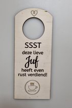 LBM Lieve juf houten deurhanger - Deurhanger - Kleur bruin