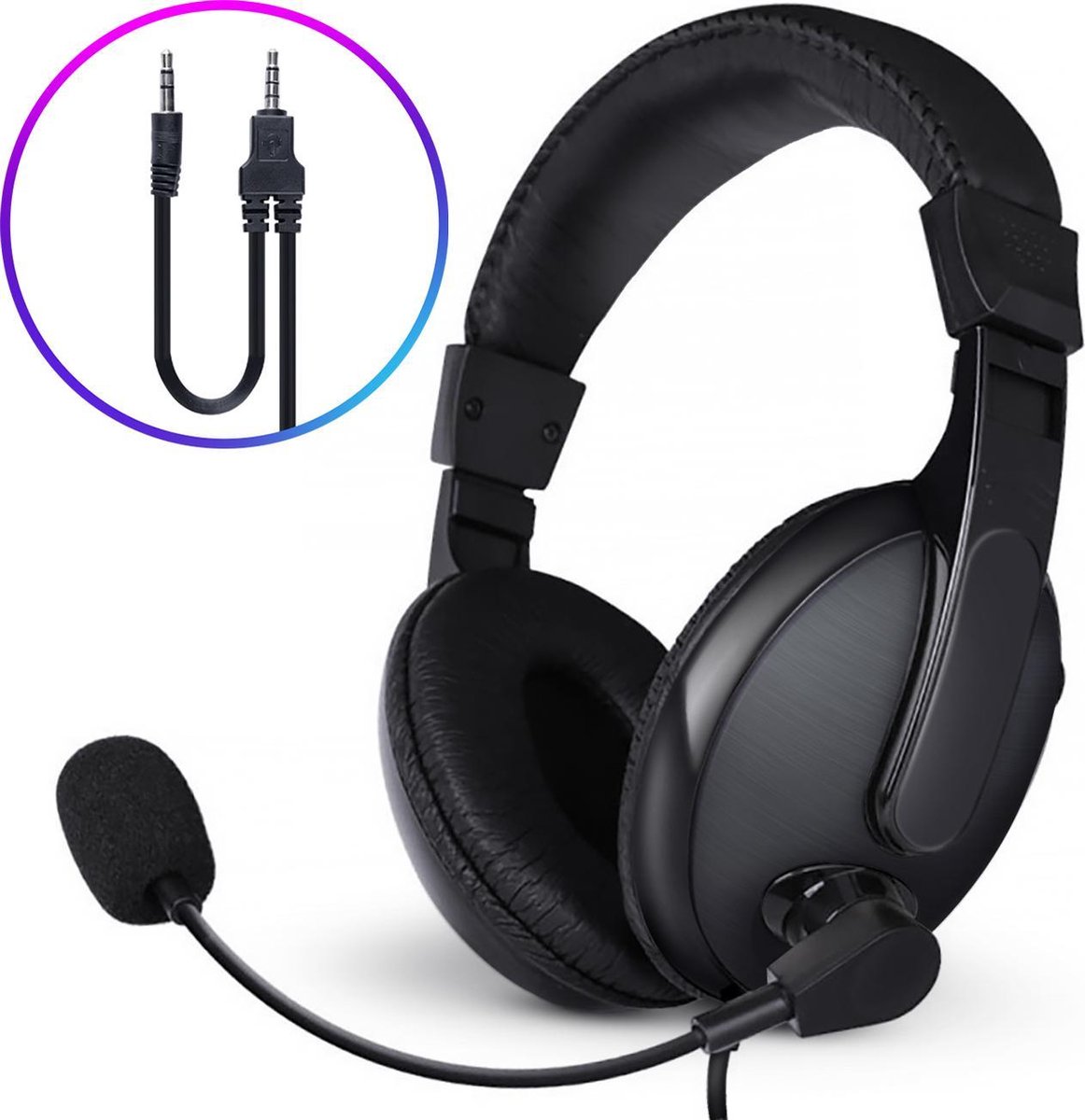 Gaming Headset - Stereo Koptelefoon met microfoon - Geschikt voor PC + PlayStation + XBox + Nintendo + Mobiel - Zwart