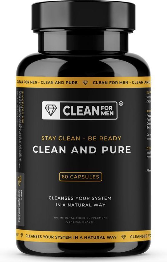 Clean & Pure for Men 60 capsules | Vezel supplement met Psyllium Husk | + 8 natuurlijke ingrediënten | 100% natuurlijke darmreiniging voor mannen