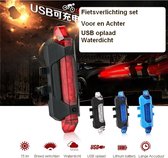 LED Fietsverlichting Set - Voorlicht en Achterlicht - USB Oplaadbaar Inclusief Kabel - Siliconen Band- Easy Use Duurzaam- Lange Accuduur -4 Instellingen-Veiligheids Clip-On-Knipperend of Bran