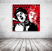 Charlie Chaplin Pop Art Acrylglas - 80 x 80 cm op Acrylaat glas + Inox Spacers / RVS afstandhouders - Popart Wanddecoratie