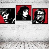 Pop Art Pulp Fiction x3 Poster in lijst x3 - 65 x 65 cm Fotopapier Mat 180 gr Framed - Popart Wanddecoratie