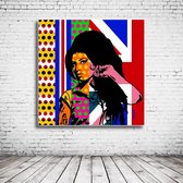 Pop Art Amy Winehouse Acrylglas - 100 x 100 cm op Acrylaat glas + Inox Spacers / RVS afstandhouders - Popart Wanddecoratie