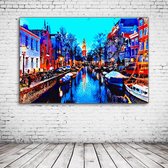 Amsterdam Art Canvas - 100 x 65 cm - Canvasprint - Op dennenhouten kader - Geprint Schilderij - Popart Wanddecoratie