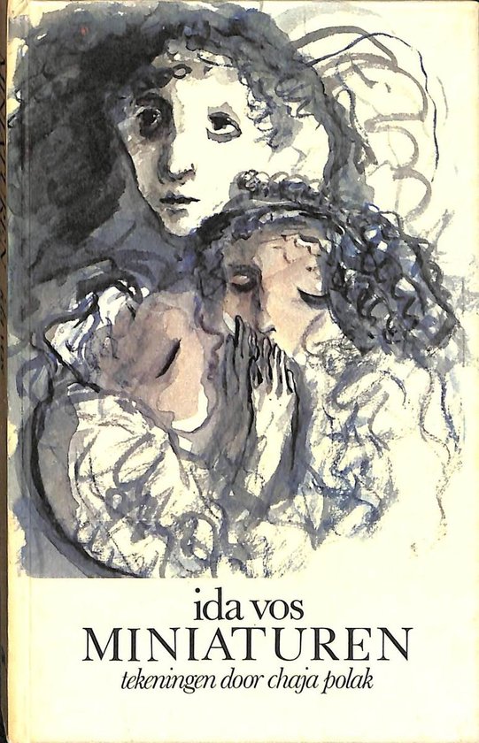 Boekomslag met aquareltekening van drie gezichten, titel 'Miniaturen' door Ida Vos, illustraties van Chaja Polak.