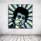 Pop Art Bob Dylan Acrylglas - 80 x 80 cm op Acrylaat glas + Inox Spacers / RVS afstandhouders - Popart Wanddecoratie