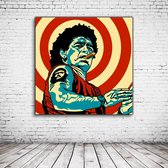 Pop Art Diego Maradona Acrylglas - 80 x 80 cm op Acrylaat glas + Inox Spacers / RVS afstandhouders - Popart Wanddecoratie