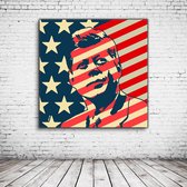 Pop Art John F. Kennedy Canvas - 90 x 90 cm - Canvasprint - Op dennenhouten kader - Geprint Schilderij - Popart Wanddecoratie