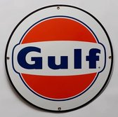 Gulf Logo rond Emaille Wandbord 30 cm