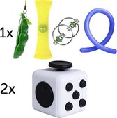 Gadiezz® Fidget Toys Pakket - Schoencadeautjes Sinterklaas - Anti Stress Speelgoed - Fidget Cube - Friemelkubus - Monkey Noodle - Pea Popper - Flippy Chain - Mesh And Marble - 6 Stuks