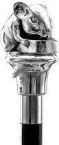 MadDeco - Muis met kaas - Beukenhouten wandelstok met zilver verguld handvat - Italiaans design