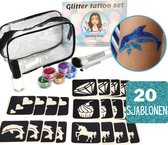 Glitter Tattoo Complete Set voor Kinderen | Meisjes | 20 sjablonen