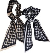 Jessidress® Elastiekje Dames Haar elastiek met sjaal Scrunchie met lint Haarsjaal Haarband - Zwart