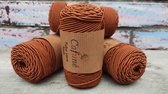 Macrame koord - 2mm - Terracotta -70m - 100gr - buiskoord - haken - breien - weven