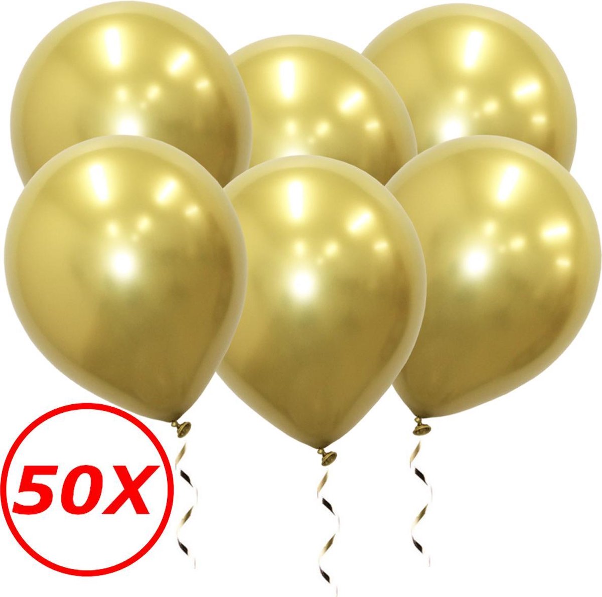 Luxe Chrome Ballonnen Goud 50 Stuks - Helium Ballonnenset Metallic Gold Feestje Verjaardag Party - BTH