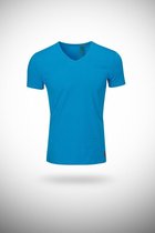 Heren T-shirt jeans blauw - V hals - mannen