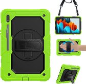 Samsung Galaxy Tab S7 Kickstand Groen PC Siliconen 360 ° Draaibare Tablet Case Cover Hoes Hoesje + Screenprotector ASTBL