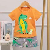 Shortama dinosaurus oranje - pyjama - nachtkleding - kinderen - slapen - kinderpyjama