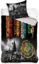 Harry Potter Banners Dekbedovertrek - Eenpersoons - 140x200 cm - Grijs/Multi