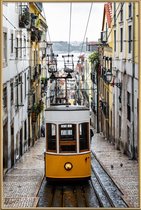 JUNIQE - Poster met kunststof lijst Yellow Tram -40x60 /Geel