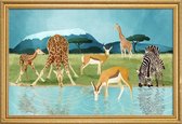 JUNIQE - Poster met houten lijst Savanna -13x18 /Bruin & Groen