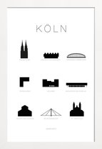 JUNIQE - Poster met houten lijst Köln -30x45 /Wit & Zwart
