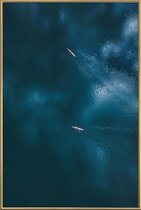 JUNIQE - Poster met kunststof lijst Oceaan - luchtfotografie -13x18