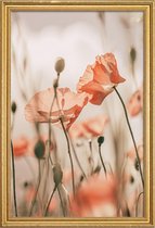 JUNIQE - Poster met houten lijst Sunkissed Flowers 1 -13x18 /Grijs &