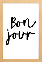 JUNIQE - Poster in houten lijst Bonjour -20x30 /Wit & Zwart