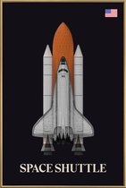 JUNIQE - Poster met kunststof lijst NASA space shuttle raket -30x45