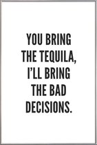 JUNIQE - Poster met kunststof lijst Tequila -20x30 /Wit & Zwart