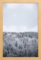 JUNIQE - Poster met houten lijst White Winter Forest -13x18 /Grijs &