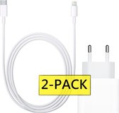 2x Premium USB-C Oplader 2 Meter met USBC Lightning Kabel voor Apple iPhone 12 / iPhone 12 Pro / iPhone 12 Pro Max  | Lader / Oplaadstekker / Adapter met Power Charging 20W - Snellaadfunctie