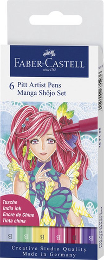 Faber-Castell tekenstift - Pitt Artist Pen - 6-delig etui - Manga Shojo - FC-167155