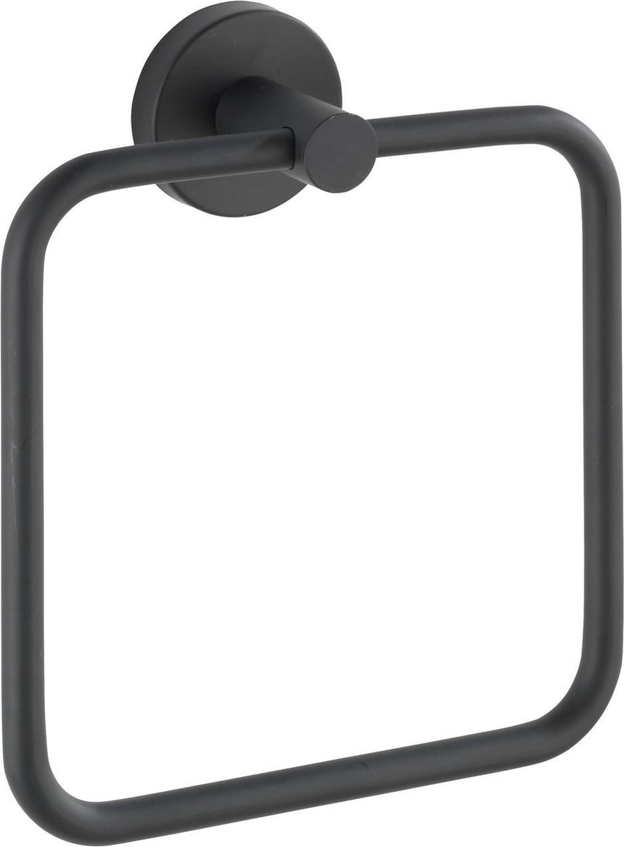 WENKO Handdoekring Bosio RVS zwart mat - Handdoekhouder