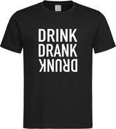 Zwarte Fun T-Shirt met “ Drink. Drank, Drunk “ print Wit  Size M