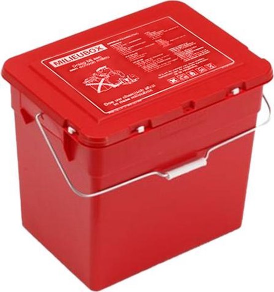 Milieubox 30 liter rood | Klein chemisch afval | Kindveilige sluiting