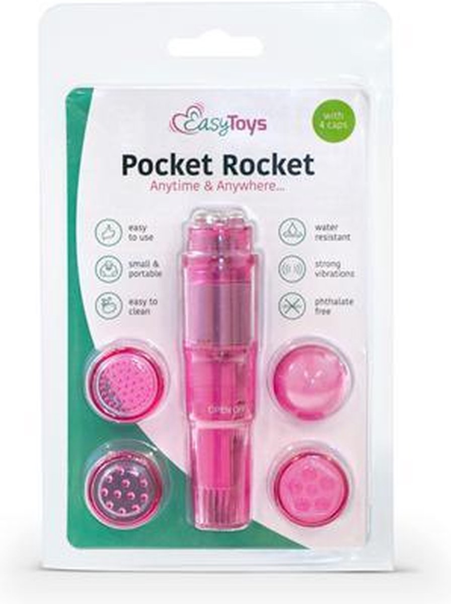 EasyToys Pocket Rocket Vibrator met 4 Verschillende Opzetstukken 7,00 cm Roze EasyToys Pocket Rocket Vibrator met 4 Verschillende Opzetstukken 7,00 cm Roze