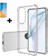 Huawei P50 Hoesje + Screenprotector- Clear Soft Case - Siliconen Back Cover - Shock Proof TPU - Transparant