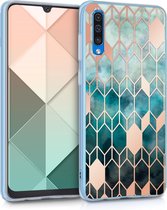 kwmobile telefoonhoesje voor Samsung Galaxy A50 - Hoesje voor smartphone in blauw / roségoud - Glory design