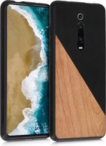 Étui kwmobile pour Xiaomi Mi 9T (Pro) / Redmi K20 (Pro) - Coque arrière en noir / marron - Étui pour smartphone - Design en bois bicolore