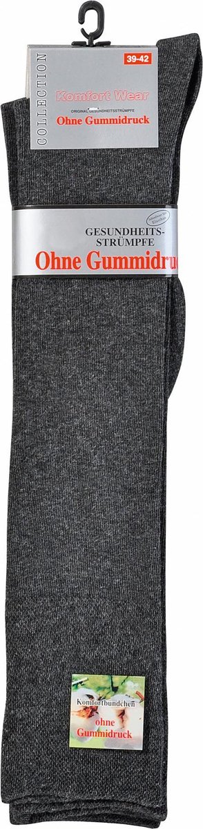 2 Paar unisex top kwaliteit katoenen kousen – naadloos – zonder elastiek – antraciet grijs – maat 35/38