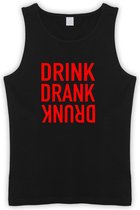 Zwarte Tanktop met “ Drink. Drank, Drunk “ print Rood  Size M