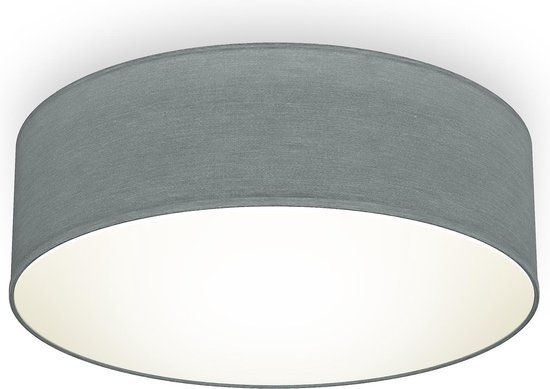 B.K.Licht Design plafondlamp - E27 - IP20 - metaal / stof - Ø 300 mm - lampenkap grijs